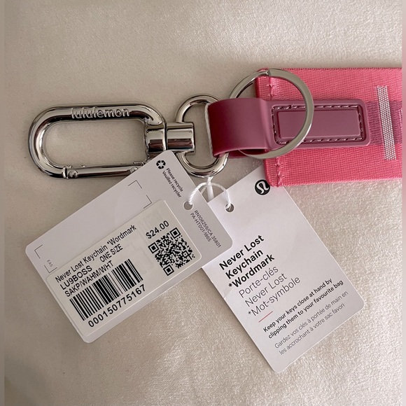 Lululemon New Never Lost Keychain- Sakura Pink/Washed Mauve/White - Picture 5 of 6